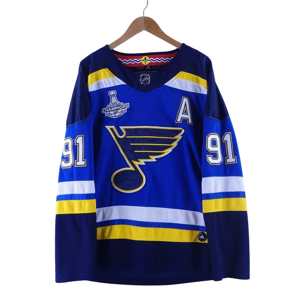 Adidas St Louis Blues Tarasenko 91 Jersey Mens 46 Blue 2019 Stanley Cup Champ